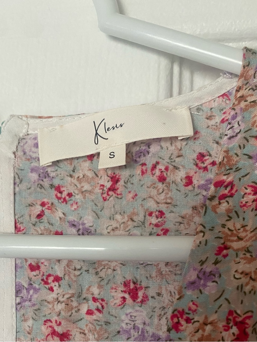 Klesis Floral Puff Sleeve Crop Top Smocked Cottagecore Coquette S - Picture 7 of 9